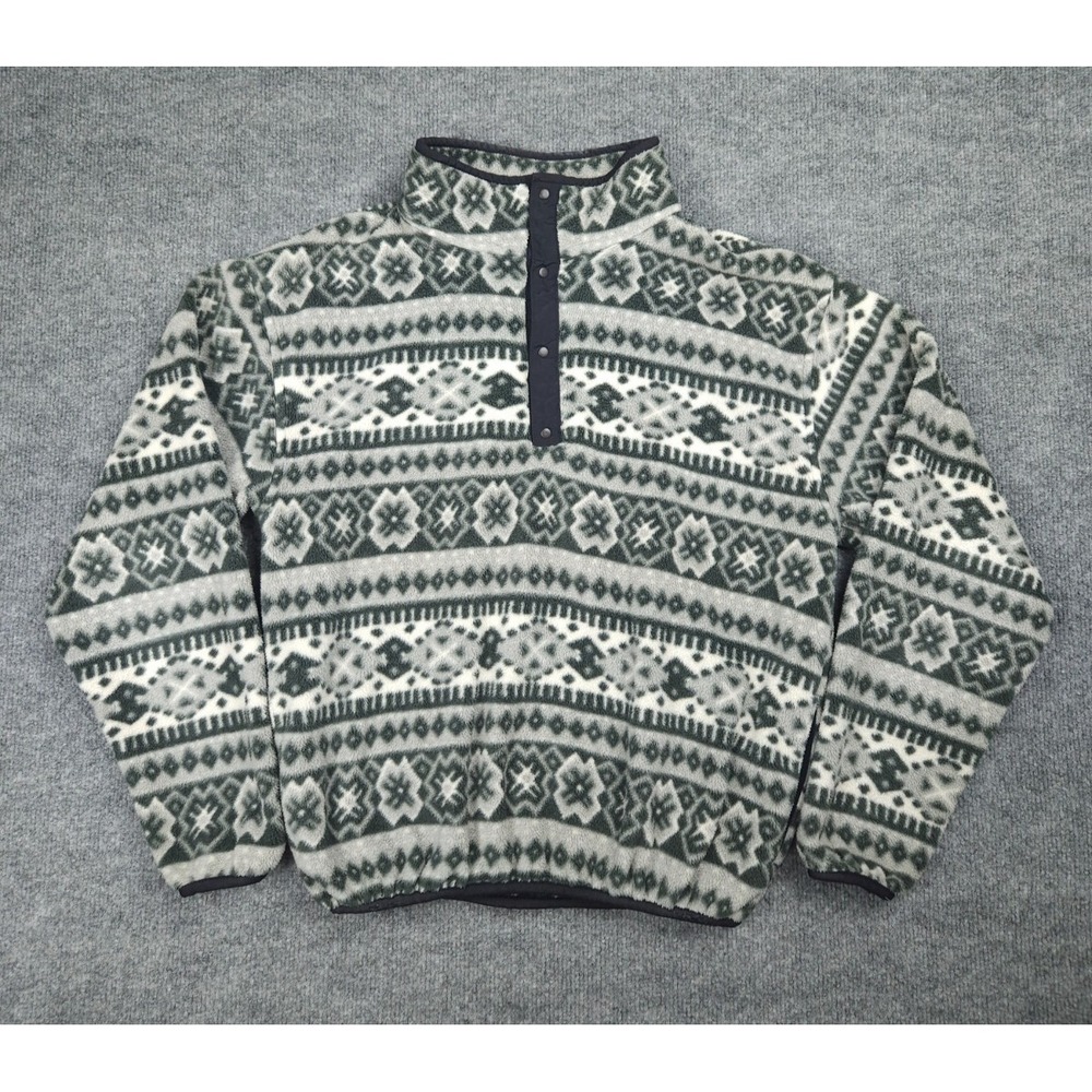 Vintage LL Bean Jacket Women's Small Gray White Black Aztec Geometric Snap T